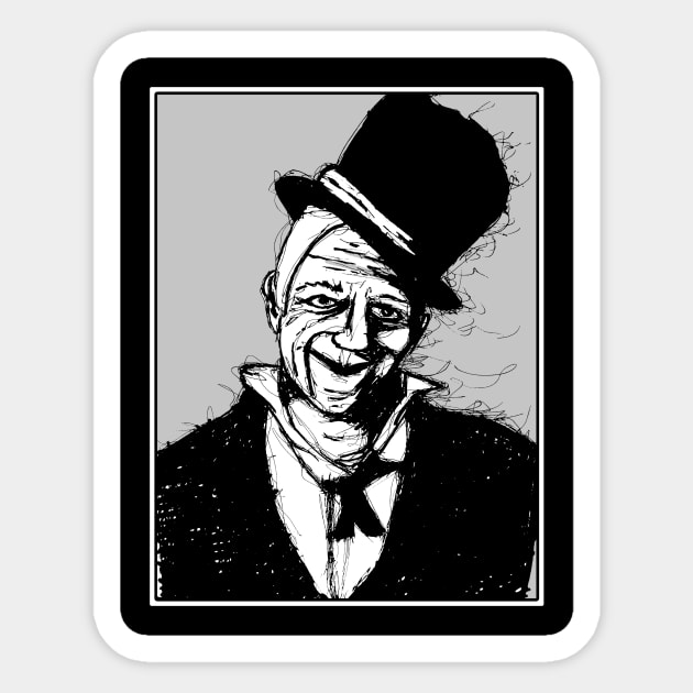 Gothic Sketch Portrait of Grock the King of Clowns Sticker by MacSquiddles